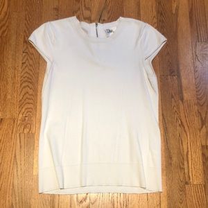 Shilly of New York white eyelet edge zip back top size small